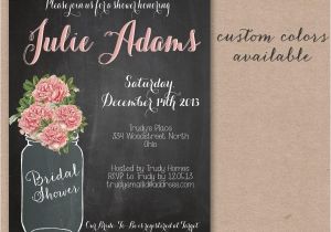 Chalkboard Mason Jar Bridal Shower Invitations Rustic Baby Shower Mason Jar Bridal Shower Invite