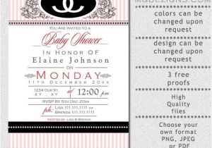 Chanel Party Invitation Template Printable Pink Chanel Inspired Baby Shower Invitation