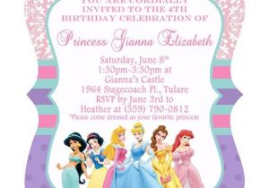 Character Birthday Party Invitations 5×7 ornate Disney Princess Birthday Invitation Front
