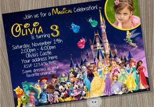 Character Birthday Party Invitations Disney Castle Invitation Disney Characters Invitation Disney