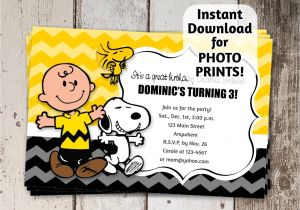 Charlie Brown Birthday Invitations Charlie Brown Snoopy Birthday Party by Instantinvitation