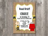 Charlie Brown First Birthday Invitations Charlie Brown Birthday Invitation Snoopy Rustic Burlap