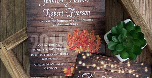 Cheap Fall themed Wedding Invitations Cheap Rustic Wooden String Light Mason Jar Fall Wedding