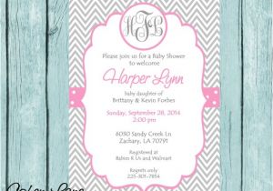 Cheap Personalized Baby Shower Invitations Pink Monogram Baby Shower Invitation Printable Girl Chev