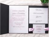 Cheap Pocket Wedding Invitation Kits Cheap Pink Flower Simple Black Pocket Wedding Invitation