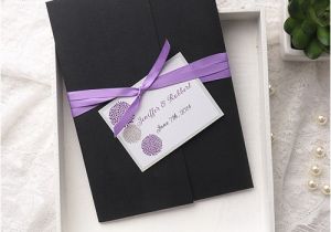 Cheap Pocket Wedding Invitation Kits Cheap Purple Dandelion Black Pocket Wedding Invitation