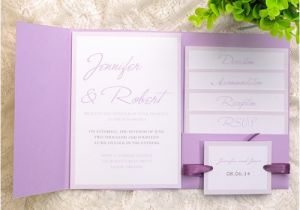 Cheap Pocket Wedding Invitation Kits Cheap Simple Lavender Pocket Wedding Invitations Ewpi124