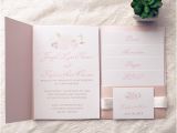 Cheap Pocket Wedding Invitation Kits Cheap Spring Pink Flower Pocket Wedding Invitation Kits