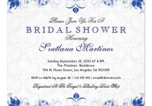 Cheap Tiffany Blue Bridal Shower Invitations Royal Blue & White Damask Bridal Shower Invitation