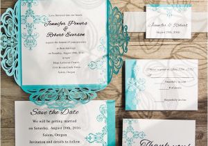 Cheap Tiffany Blue Bridal Shower Invitations Tiffany Blue Swirl Laser Cut Wedding Invitation Kits