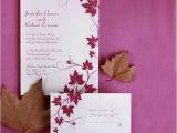Cheap Wedding Invitations with Free Response Cards Modern Red Maple Leaves Discount Wedding Invitation Sets