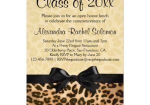 Cheetah Graduation Invitations Leopard Print with Bow Graduation Party Invitation 5 Quot X 7