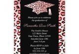 Cheetah Graduation Invitations Pink Leopard Print Graduation Party Custom Announcements