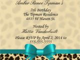 Cheetah Party Invitations Cheetah Print Birthday Invitation Kustom Kreations
