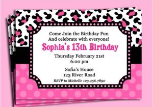 Cheetah Party Invitations Pink Cheetah Print Polka Dot Invitation Printable or Printed