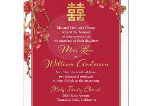 Cherry Blossom Chinese Wedding Invitation Card Template Vector Double Happiness Chinese Wedding Invitation Cherry Blossom