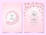Cherry Blossom Chinese Wedding Invitation Card Template Vector Set Of Watercolor Cherry Blossom Wedding Invitation