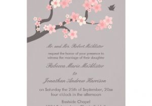 Cherry Blossom Wedding Invitation Template Cherry Blossoms Pink Grey Wedding Invitation 5 Quot X 7