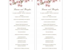 Cherry Blossom Wedding Invitation Template Slim Wedding Program Cherry Blossom Wedding Template Shop