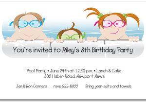 Child Pool Party Invitations Kids In the Pool Party Invitation