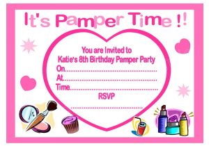 Childrens Pamper Party Invitations Personalised Girls Pamper Party Invitations Thank You