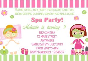 Childrens Pamper Party Invitations Personalised Spa Pamper Party theme Invitation