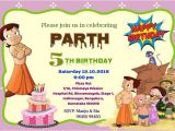 Chota Bheem Birthday Invitation Template Invitation Card with Chhota Bheem Card Personalised