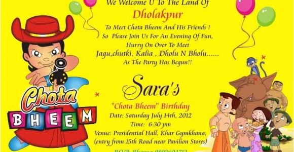 Chota Bheem theme Birthday Party Invitations Birthday Party Invitation Card Invite Personalised Return