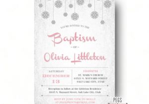 Christmas Baptism Invitations Winter Baptism Invitation Girl Printable Christmas