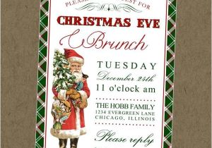 Christmas Eve Dinner Party Invitations Vintage Santa Printable Invitation Christmas Eve Brunch