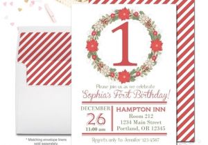 Christmas First Birthday Party Invitations Christmas 1st Birthday Invitation Christmas Birthday