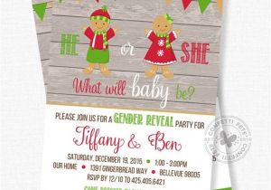 Christmas Gender Reveal Party Invitations Christmas Gender Reveal Invitation Gingerbread Invitation