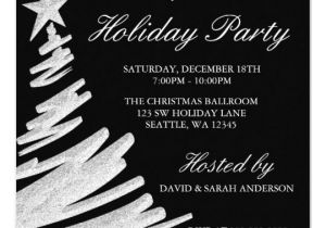 Christmas Party Invitation Template Black and White Black and Silver Christmas Tree Holiday Party Invitation