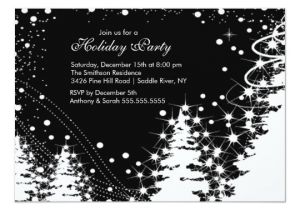 Christmas Party Invitation Template Black and White Black White Winter Holiday Party Invitation Zazzle Com
