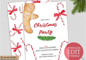 Christmas Party Invitation Template Editable Printable Christmas Invitation Template Editable Pdf