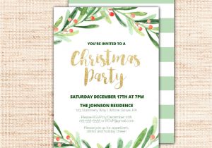 Christmas Party Invitation Template Holly Wreath Printable Christmas Party Invitation Template