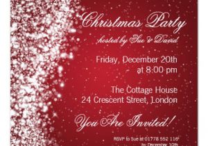 Christmas Party Invite Template Uk Christmas Party Invitation Elegant Sparkle Red Zazzle