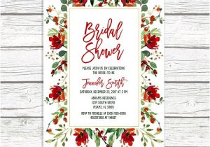 Christmas themed Bridal Shower Invitations Christmas Bridal Shower Invitation Holly Bridal Shower