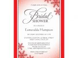 Christmas themed Bridal Shower Invitations Red Christmas Snowflakes Winter Bridal Shower 5×7 Paper