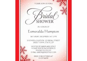 Christmas themed Bridal Shower Invitations Red Christmas Snowflakes Winter Bridal Shower 5×7 Paper