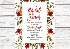 Christmas themed Wedding Shower Invitations Christmas Bridal Shower Invitation Holly Bridal Shower