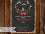 Christmas themed Wedding Shower Invitations Winter Pinecone Wreath Chalkboard Bridal Shower Invitation