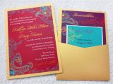 Clutch Wedding Invitations Colorful Paisley Indian Fusion Clutch Pocket Wedding