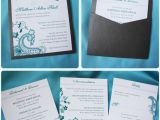 Clutch Wedding Invitations Turquoise Paisley Floral Clutch Pocket Wedding Invitation