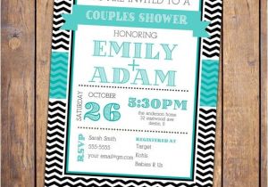 Co-ed Bridal Shower Invitation Wording Couples Shower Invitation Co Ed Shower Chevron Turquoise
