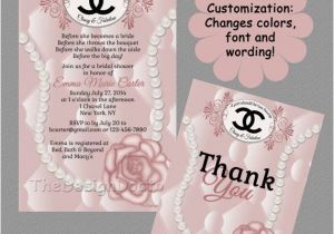 Coco Chanel Bridal Shower Invitations Custom Hand Drawn Classy and Fabulous Pink Coco Chanel