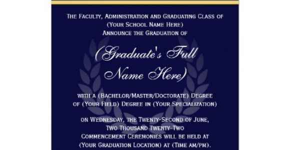 College Graduation Invitations and Announcements formal College Graduation Announcements Blue 5 Quot X 7