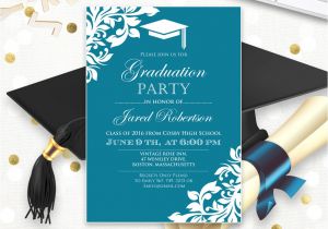 College Graduation Party Invitations Templates Printable Graduation Party Invitation Template Blue Teal High