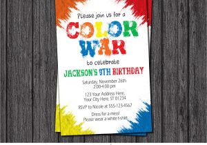 Color theme Party Invitation Wording Color War Invitation Color Run Birthday Party