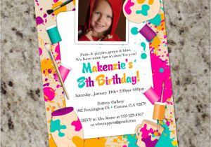 Color theme Party Invitation Wording Paint Your Own Pottery themed Party Invitations Kids